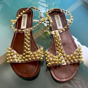 Gold Spike Acrylic Flat Sandals